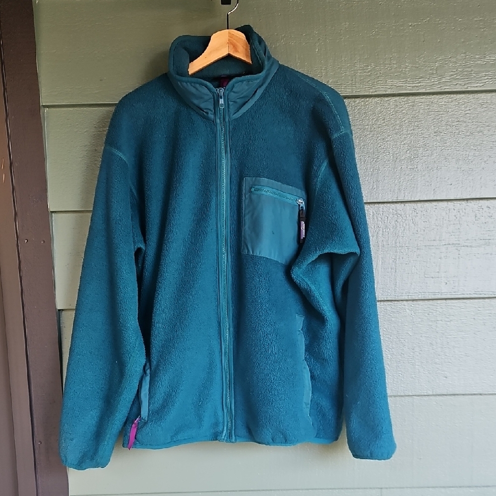 Patagonia Vintage Teal Zip-Pocket Fleece Jacket